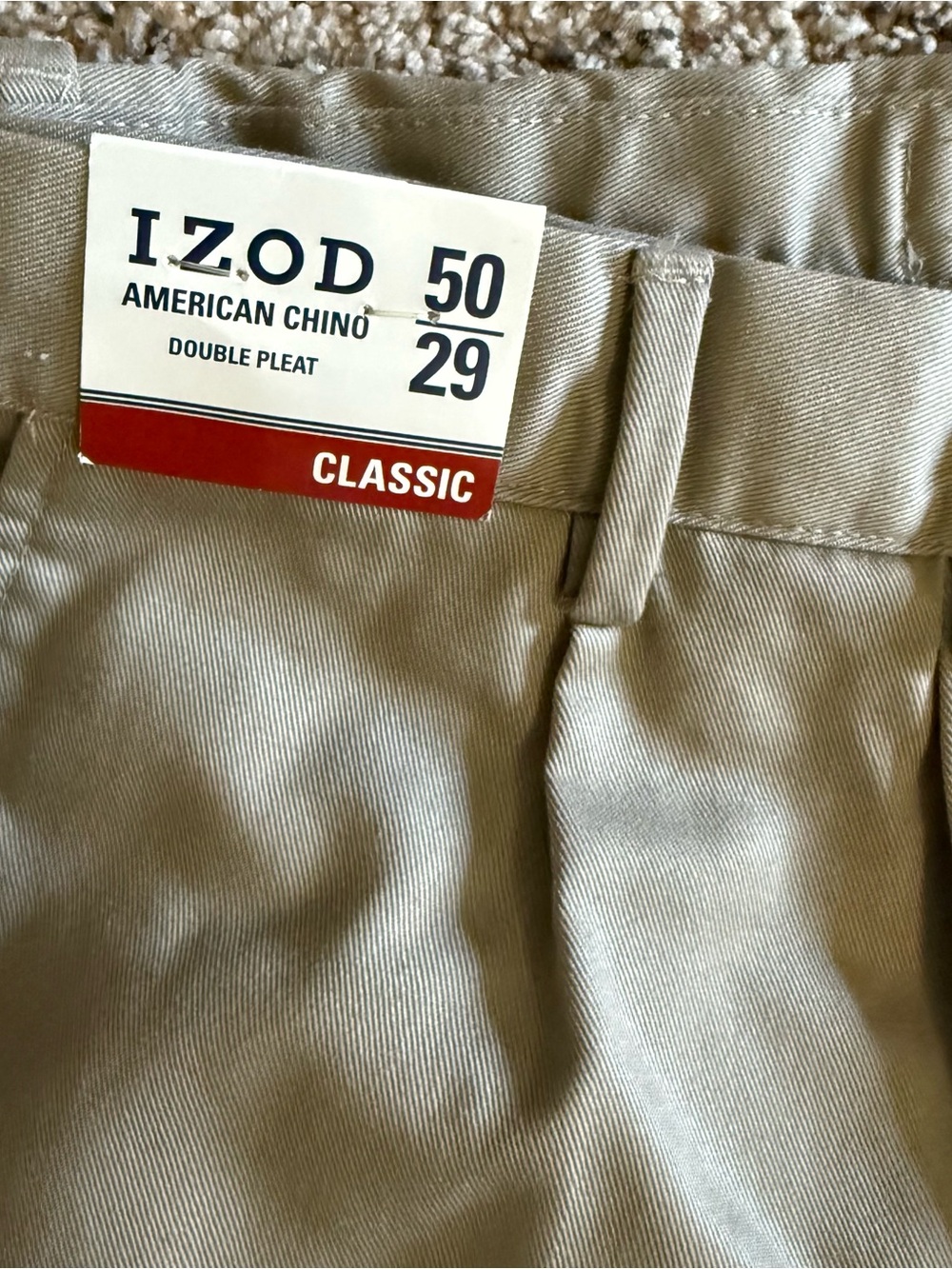 Izod Men's Double-Pleat Chinos in Khaki